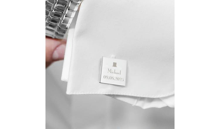 Personalised groomsman cufflinks square metal 1.6cm - British product