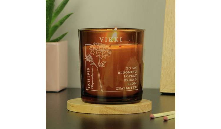 Personalised vanilla candle in amber glass jar 8.1cm (British brand)