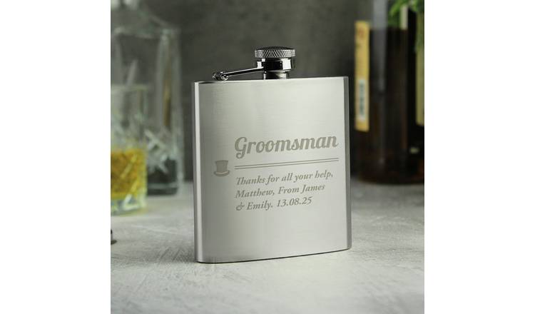 Personalised groomsman hip flask stainless steel 170ml, UK version