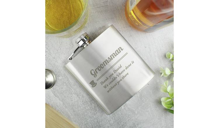 Personalised groomsman hip flask stainless steel 170ml, UK version