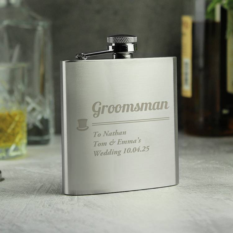 Personalised groomsman hip flask stainless steel 170ml, UK version