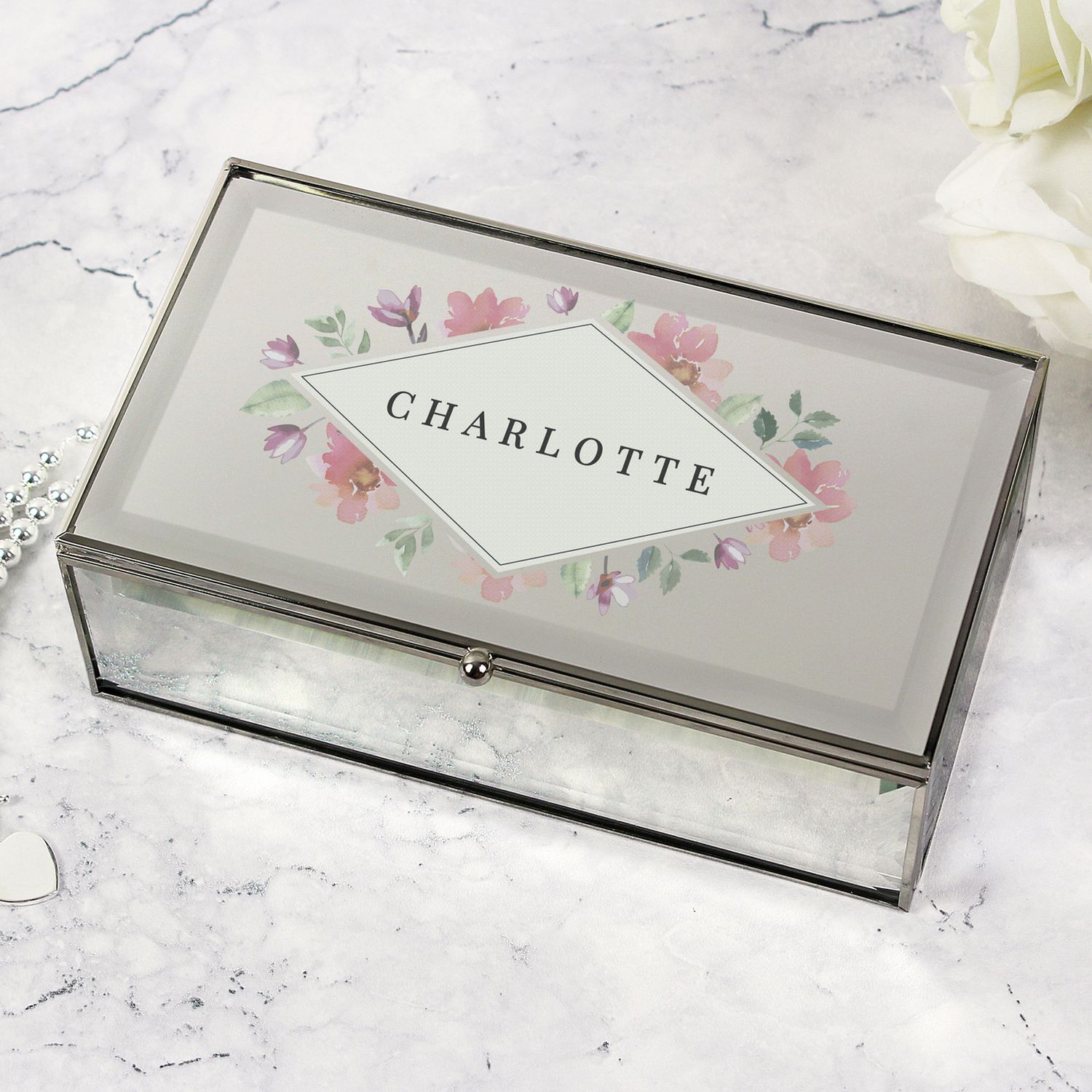 Personalised jewellery box with mirrored finish - British product