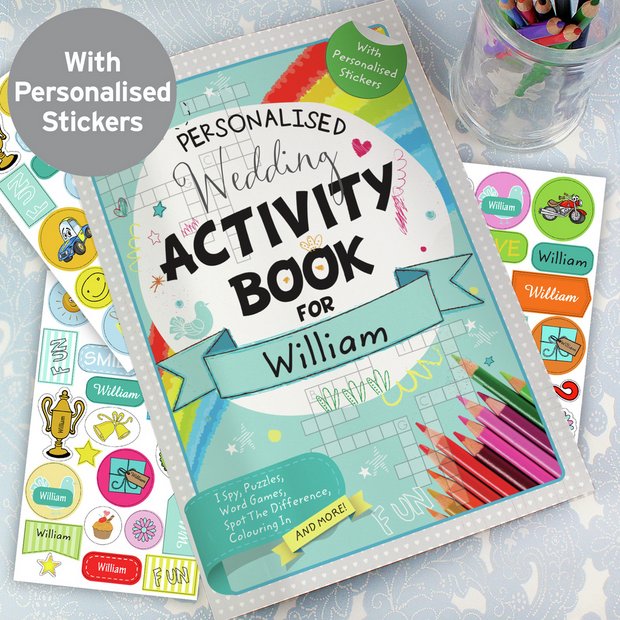 Personalised wedding activity book and stickers, imported from the UK