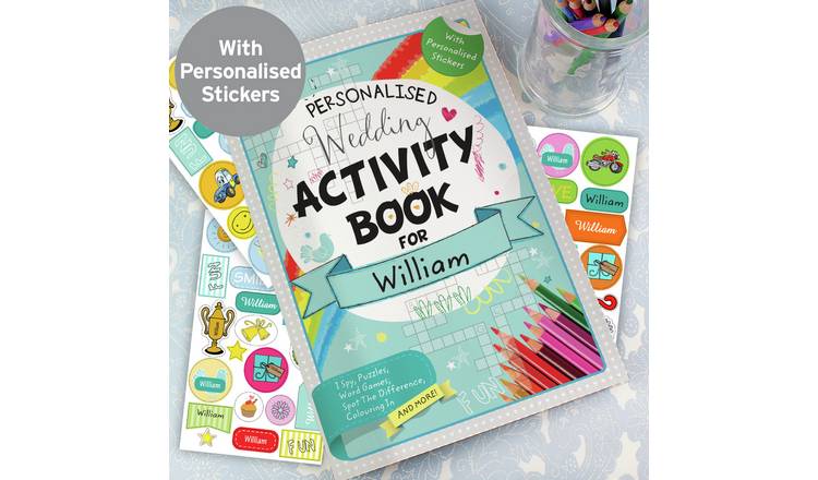 Personalised wedding activity book and stickers, imported from the UK