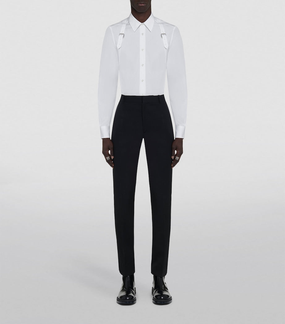 Pantalons ajustés en laine McQueen, importés du Royaume-Uni