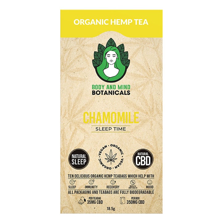 Body & Mind Botanicals CBD Hemp Tea Original 10 Tea Bags GOODS Holland&Barrett Chamomile  