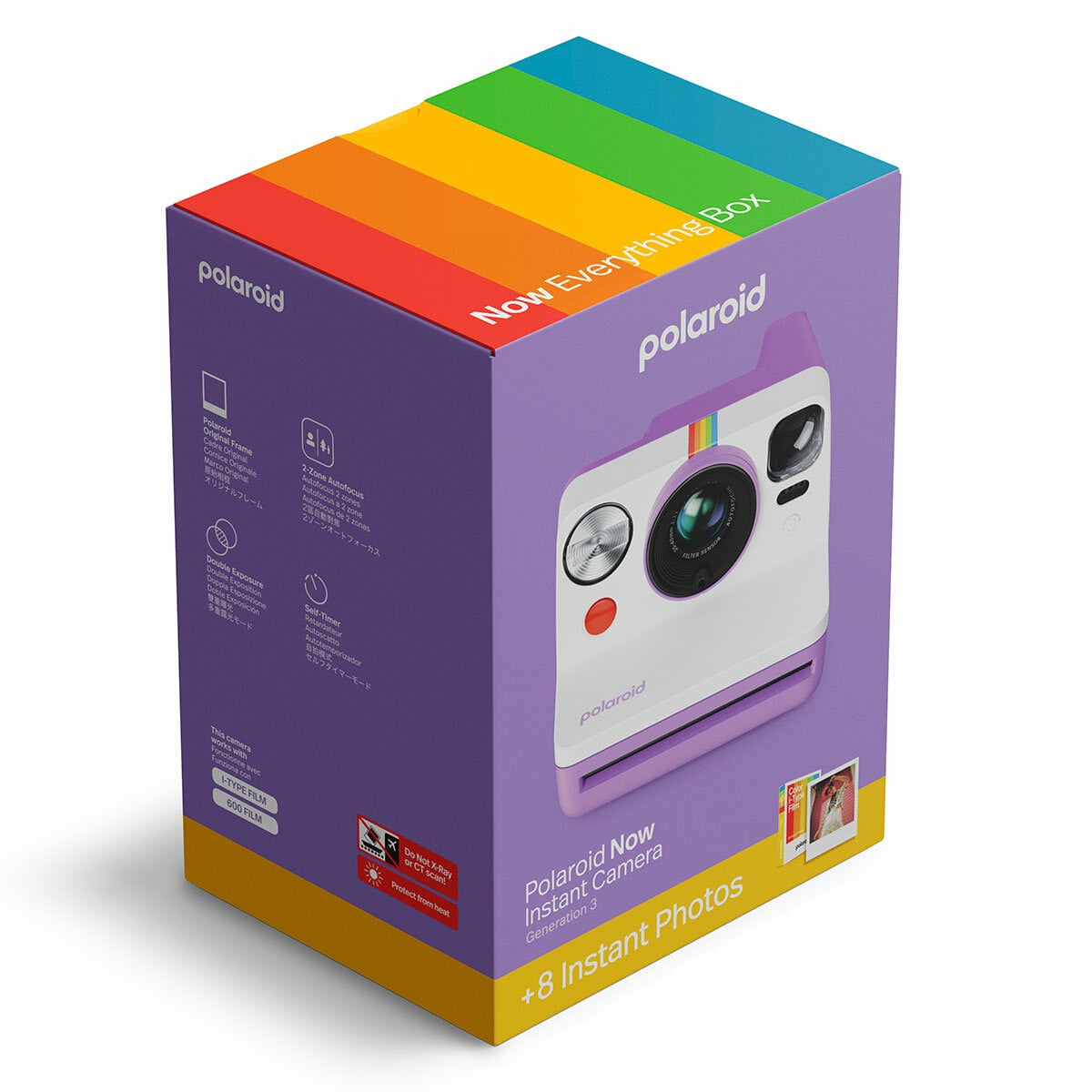 Polaroid Now Gen 3 instant camera purple with colour film bundle - British product
