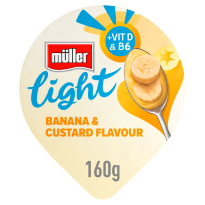 زبادي Müller Light بنكهة الكاسترد الموز الخالي من الدهون 160 جم