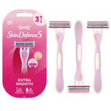 Wilkinson Sword women's Skin Defense 5 blade disposable razors pack of 3 (British brand)