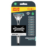 Wilkinson Sword Quattro Titanium Sensitive Men's Razor with 9 Blades GOODS ASDA   