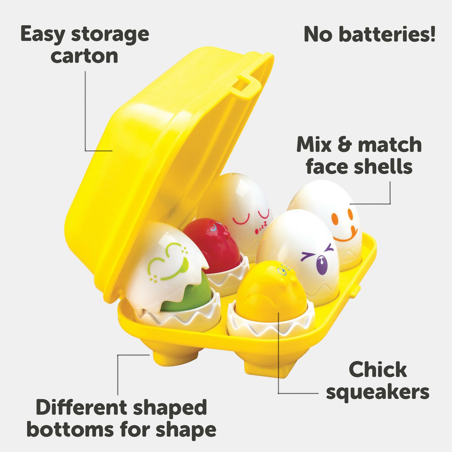 Tomy Hide and Squeak Eggs activity toy - British brand