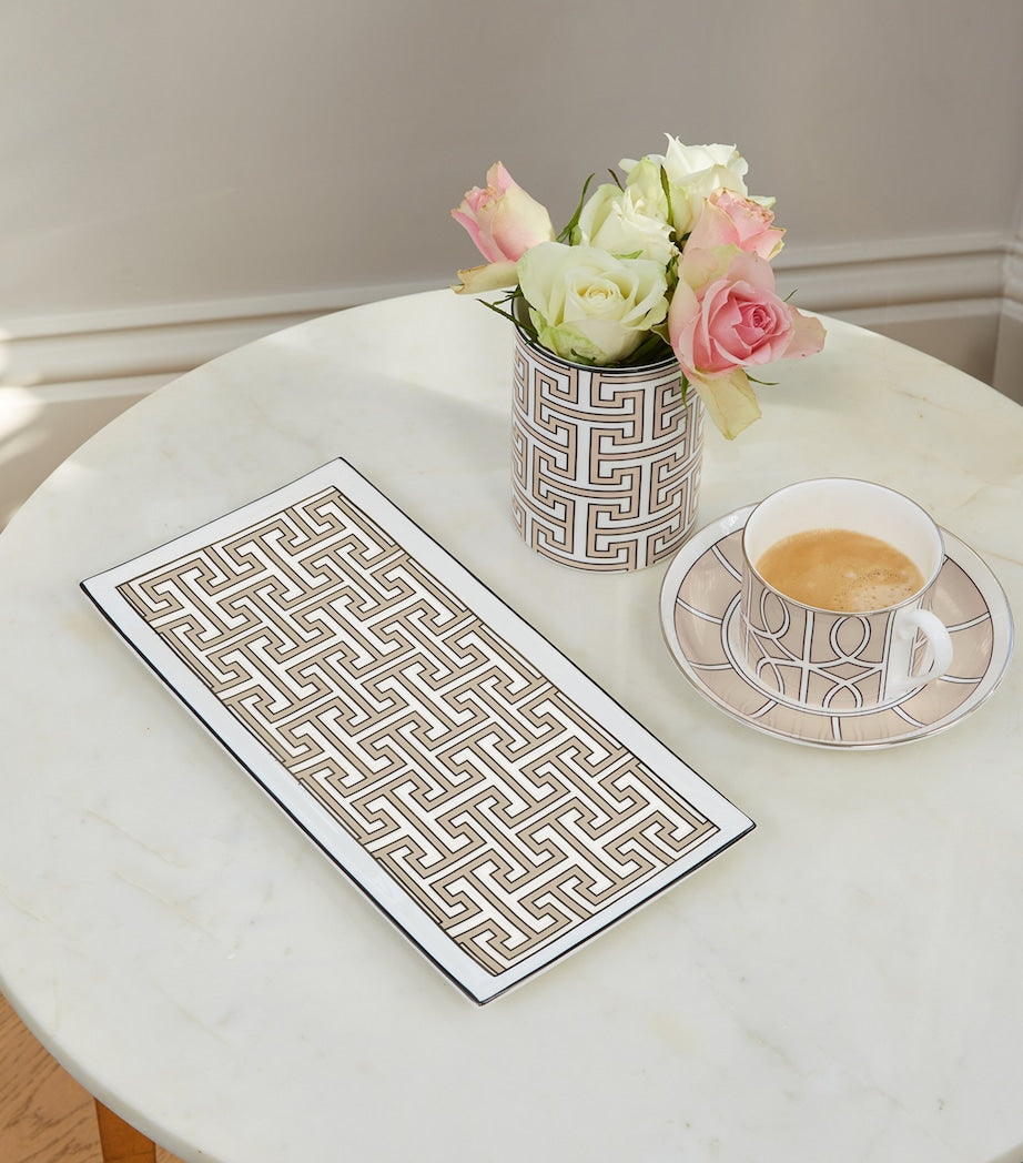 O.W. London bone china rectangular Maze truffle plate 29cm, imported from the UK