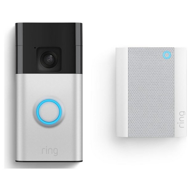 Ring video doorbell with chime satin nickel (British brand)