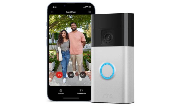Ring video doorbell with chime satin nickel (British brand)