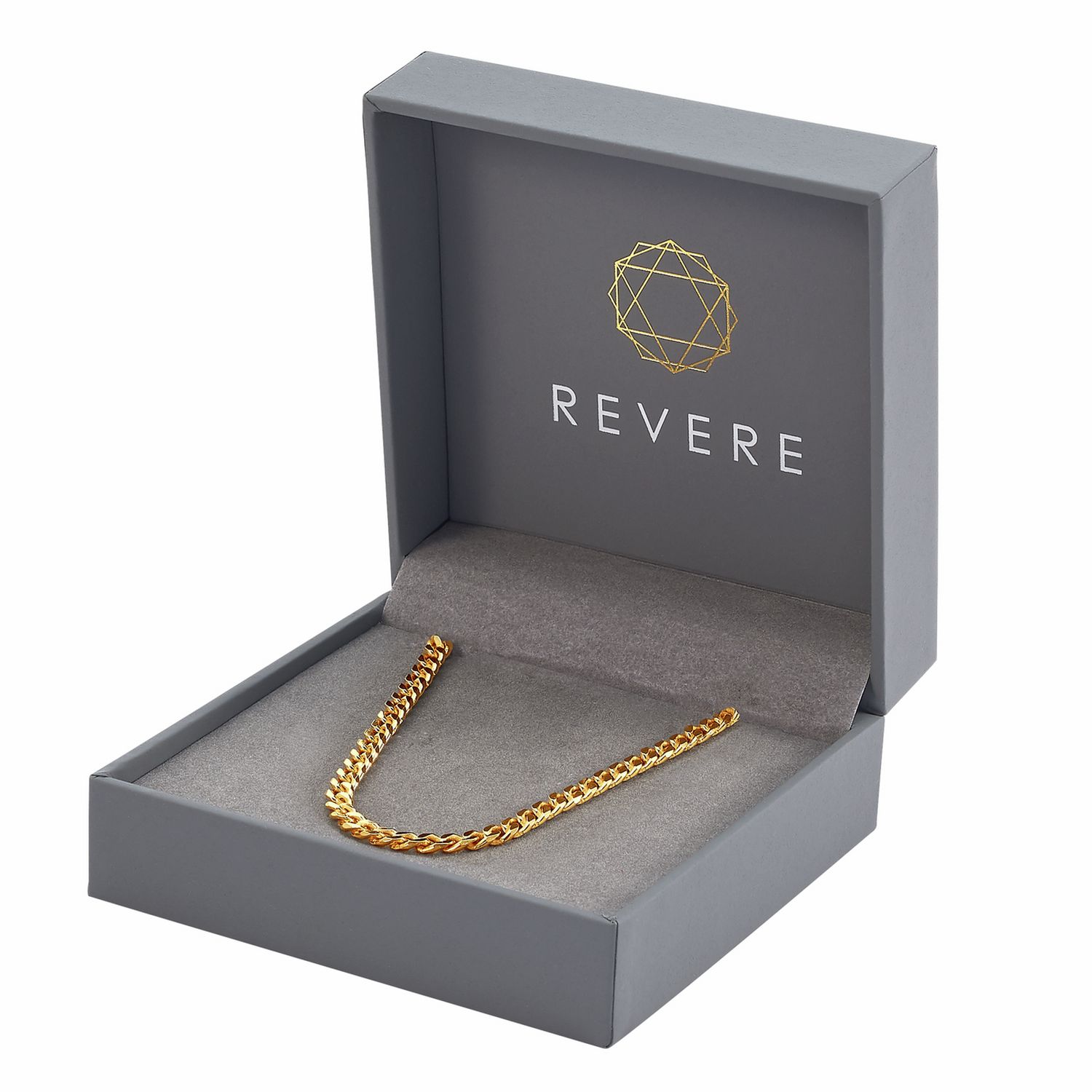 Revere 9ct gold plated curb chain necklace 20 inch, UK version