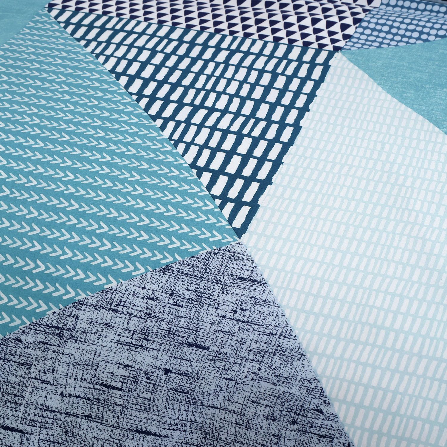 Catherine Lansfield Geometric Shapes Teal Bedding Set-Double
