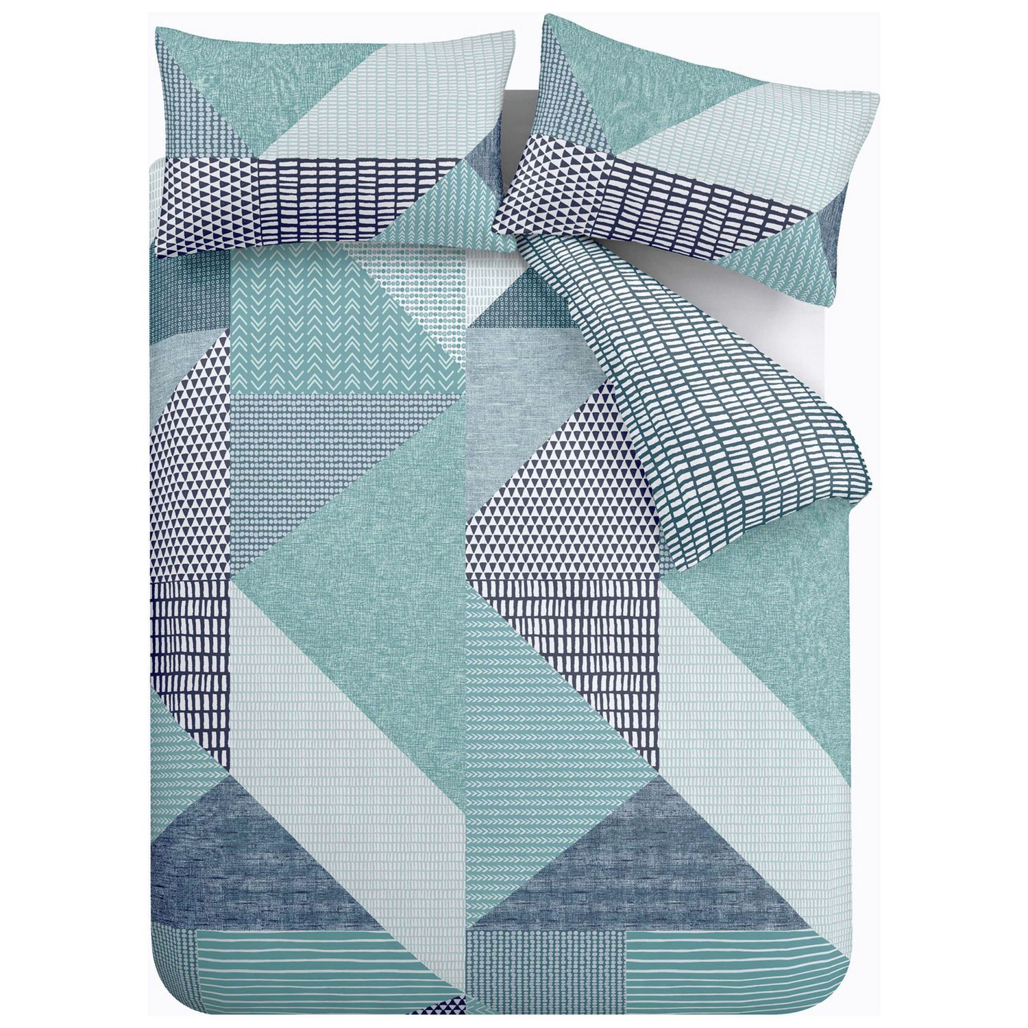 Catherine Lansfield Geometric Shapes Teal Bedding Set-Double