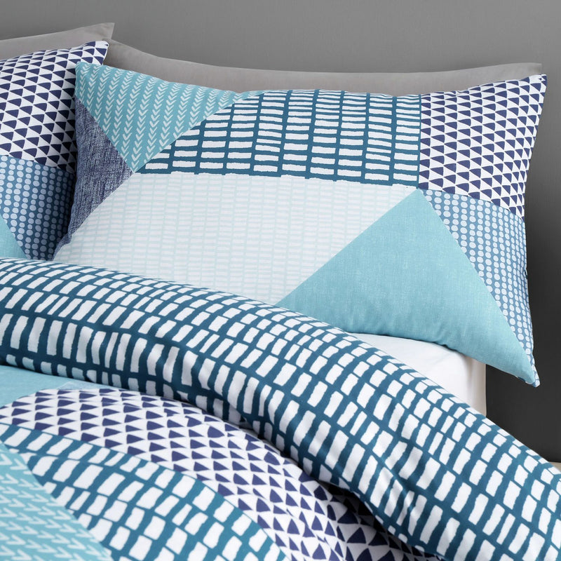 Catherine Lansfield Geometric Shapes Teal Bedding Set-Double