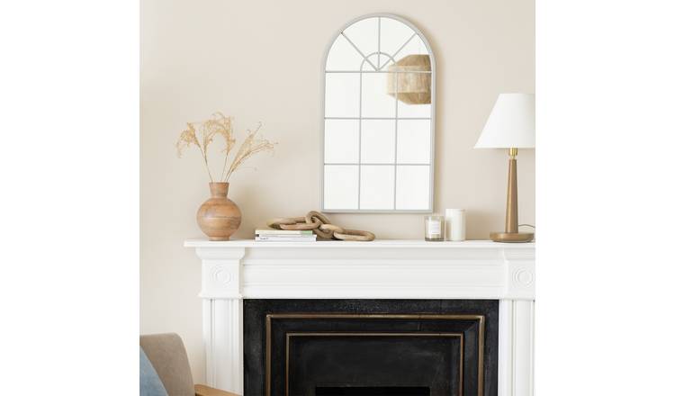 Habitat grey windowpane arch wall mirror 70x40cm - British product