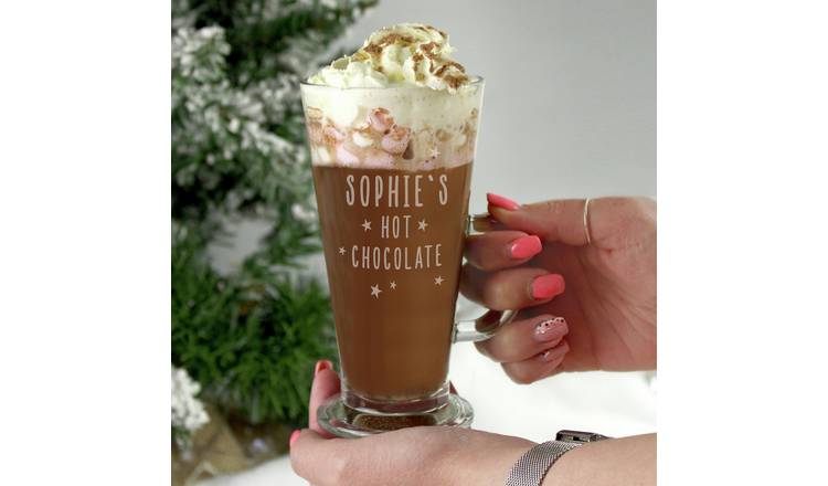 Personalised Message Stars Hot Chocolate Latte Glass