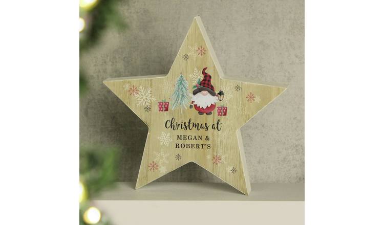 Personalised Message Wooden Gonk Star Christmas Ornament GOODS Argos