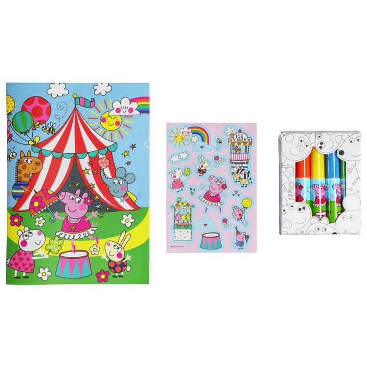 Hasbro Peppa Pig colouring set with pens and stickers, UK version