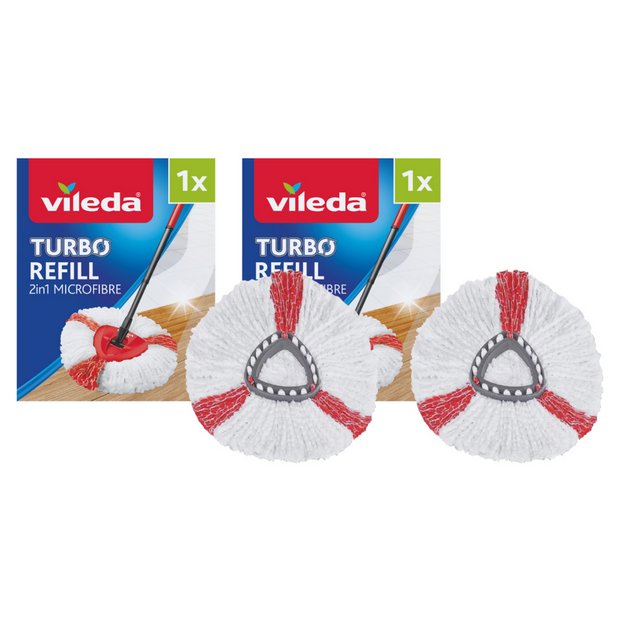 Vileda 2-in-1 microfibre turbo mop head pack of 2, UK version