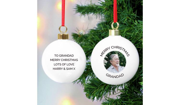 Personalised Message Photo Upload Christmas Bauble GOODS Argos