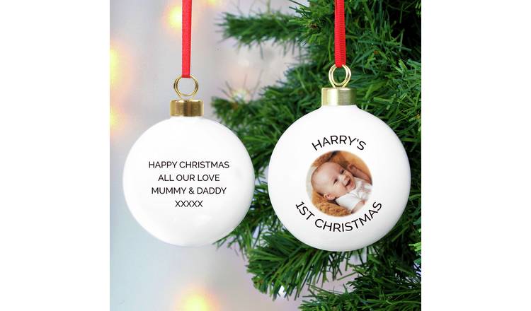 Personalised Message Photo Upload Christmas Bauble GOODS Argos