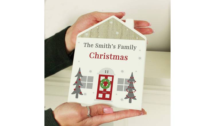 Personalised Message Wooden House Christmas Ornament GOODS Argos