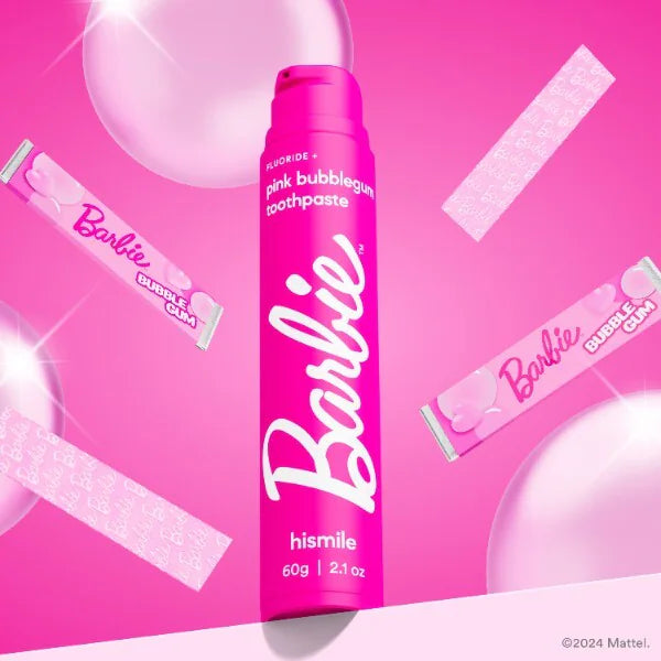 HiSmile Barbie Pink Bubblegum Toothpaste, imported from the UK
