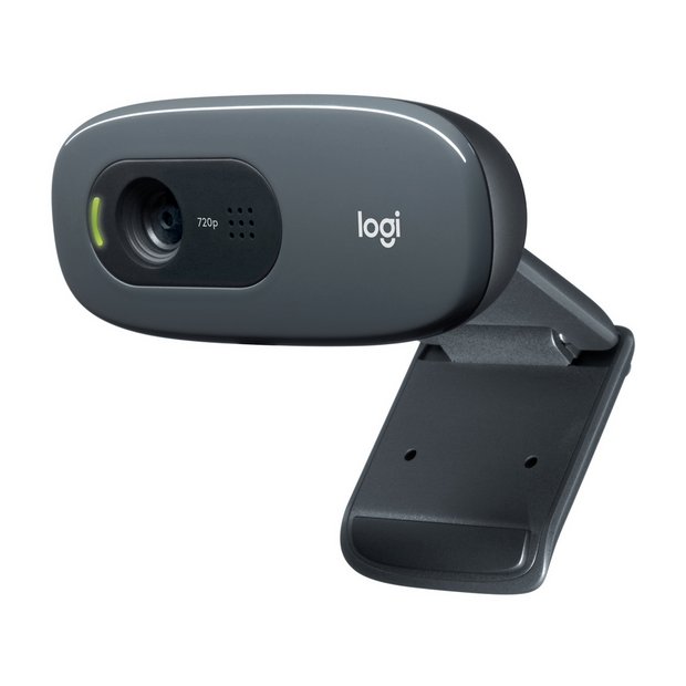 Logitech C270 HD webcam with universal clip and built-in microphone - British product
