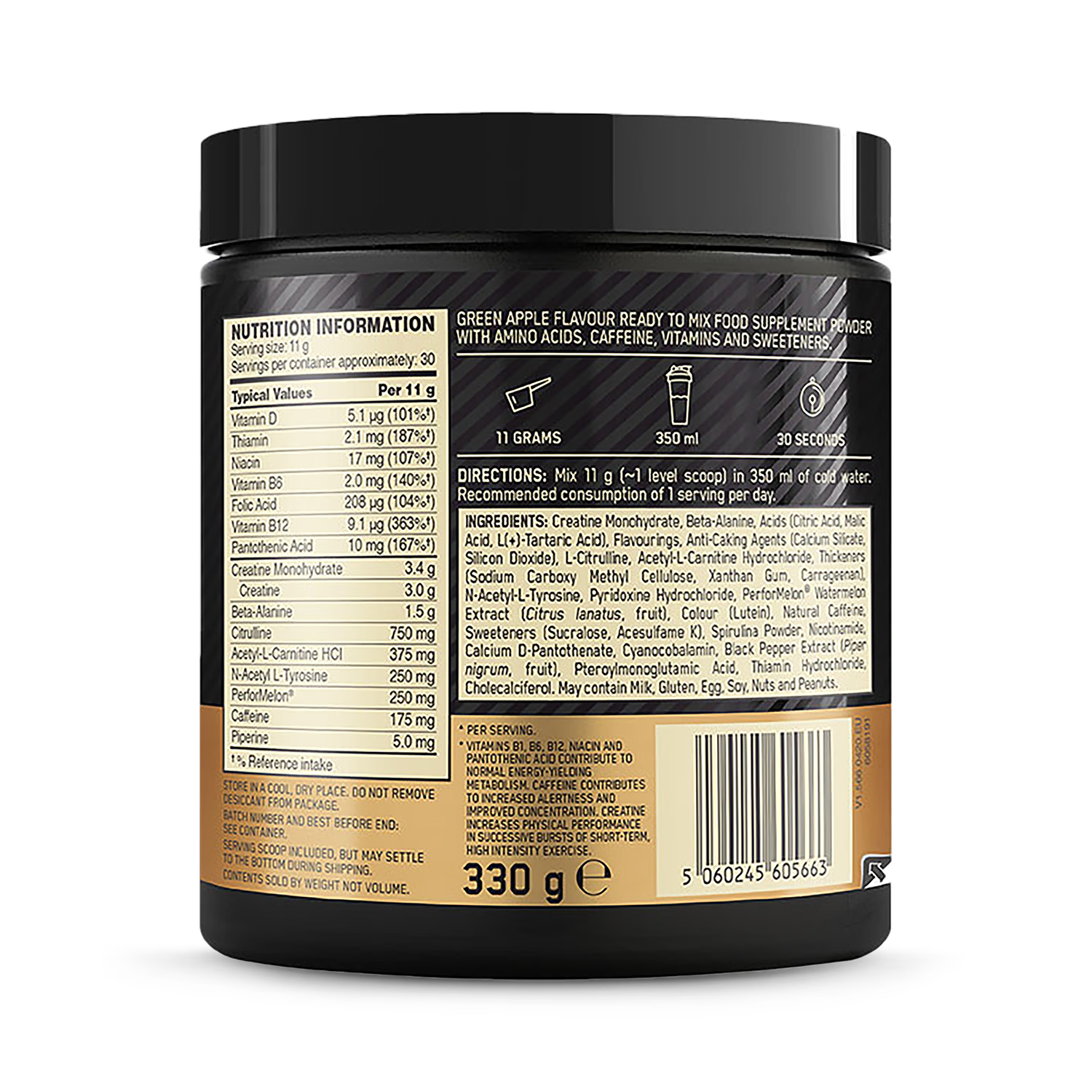 Optimum Nutrition Pre Workout Green Apple 330g - British product