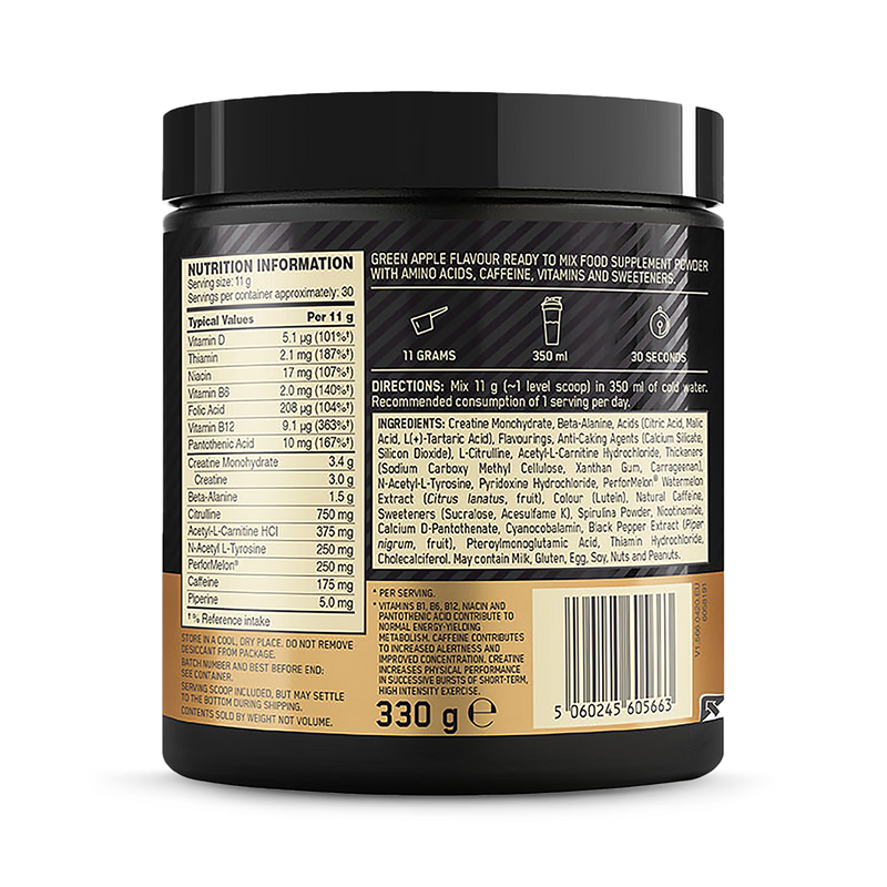 Optimum Nutrition Pre Workout Green Apple 330g - British product