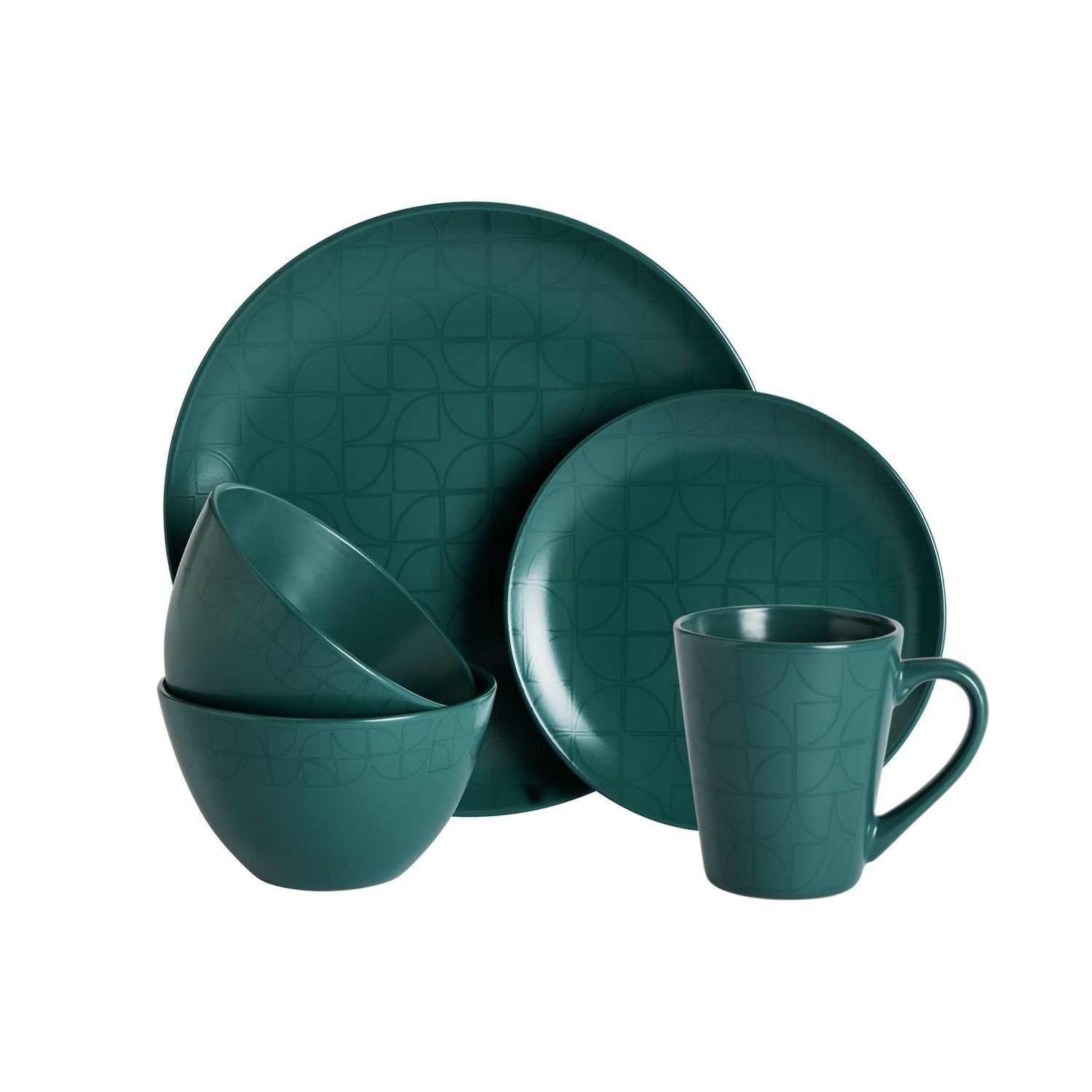 Argos Home Geo 16 piece dinner set in teal, UK version