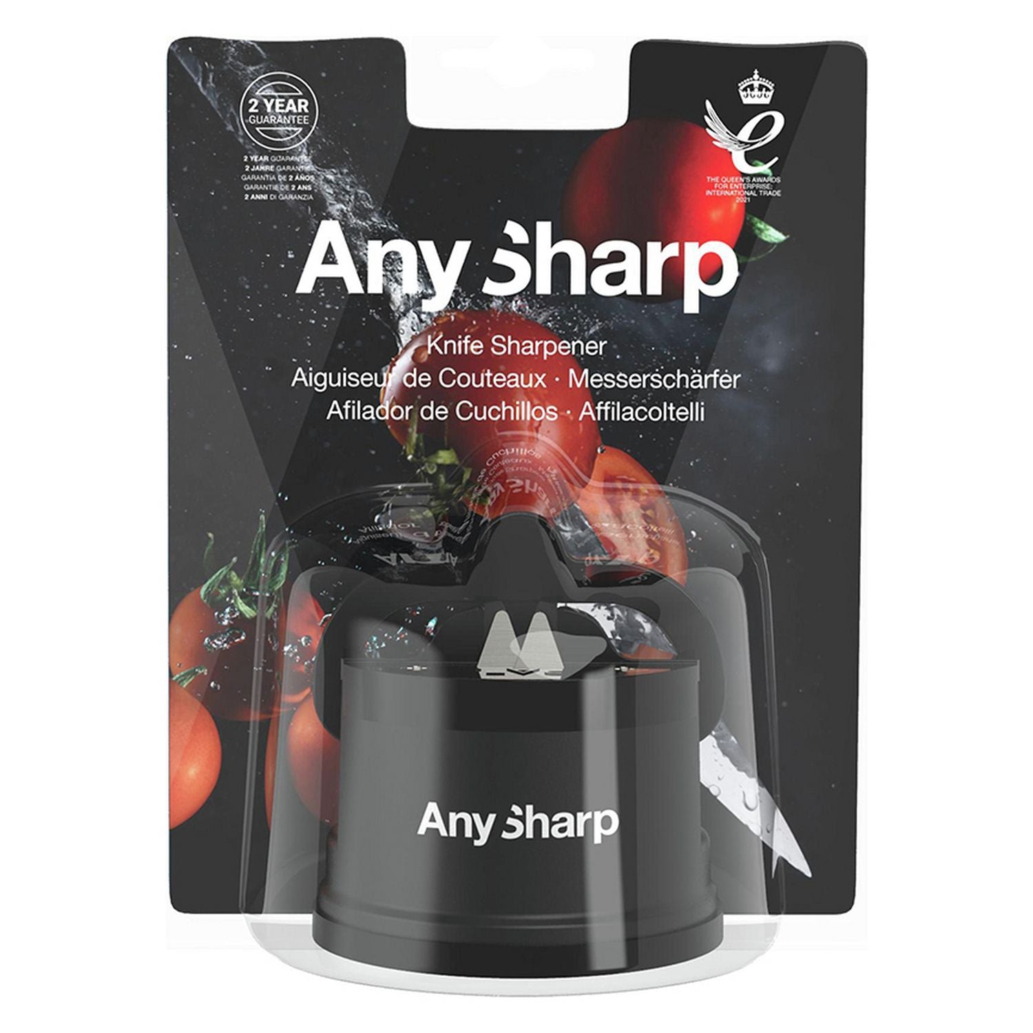 AnySharp black knife sharpener, imported from the UK
