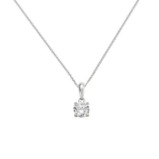 Revere 9ct white gold cubic zirconia pendant - British product