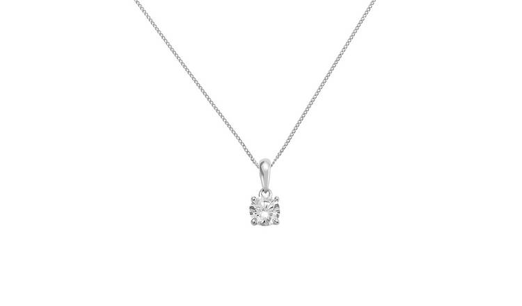 Revere 9ct white gold cubic zirconia pendant - British product
