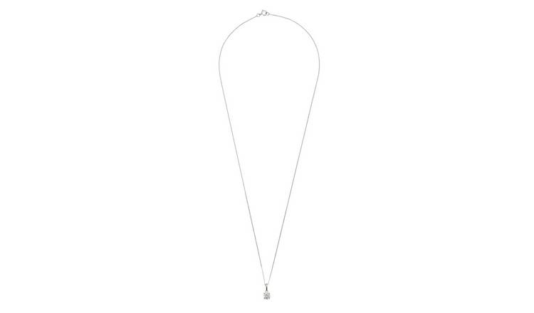 Revere 9ct white gold cubic zirconia pendant - British product