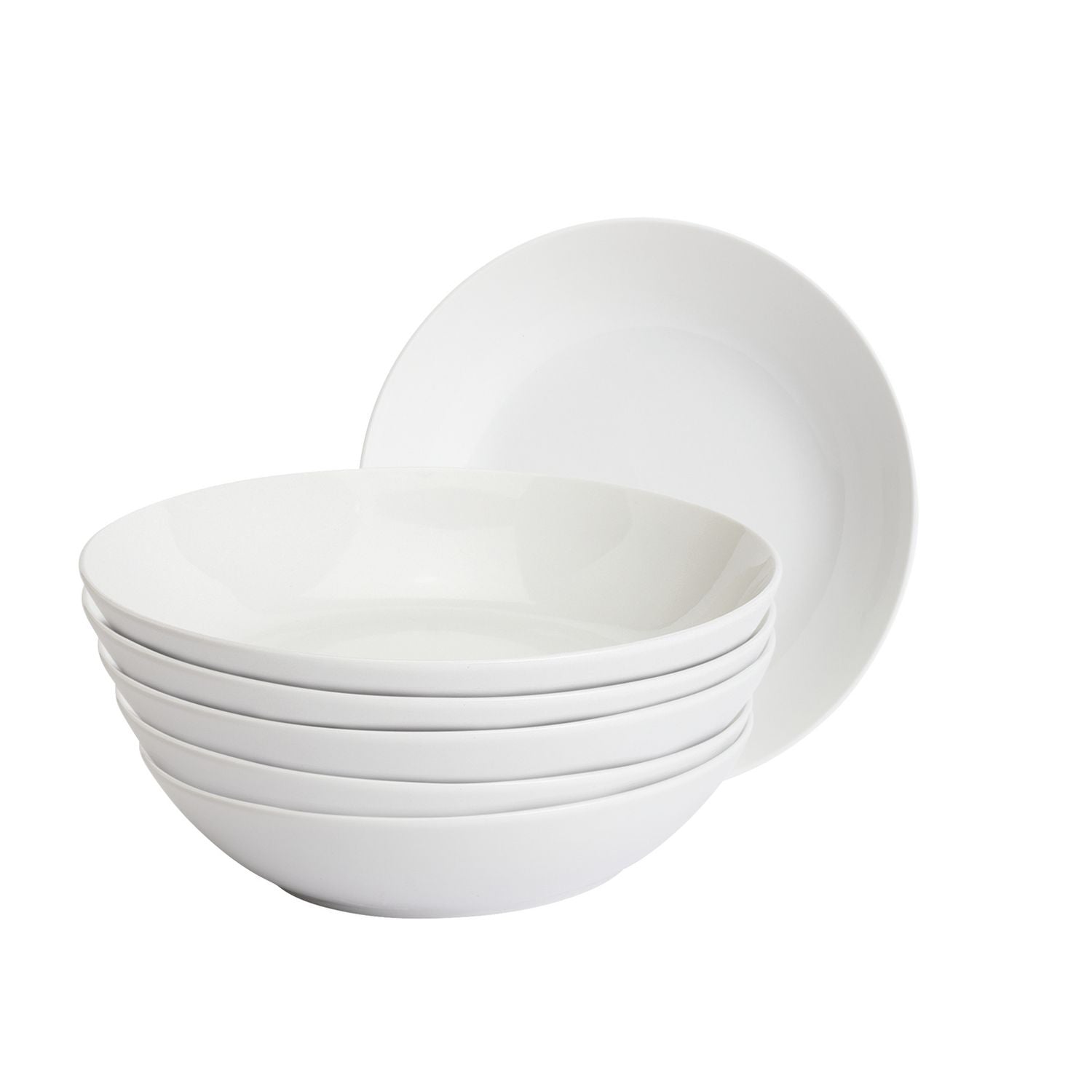 Home Essentials white porcelain pasta bowls set of 6, UK version