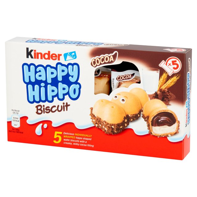 Kinder 5 Happy Hippo Milk & Cocoa Cream Biscuits   103.5g