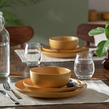 Habitat dinner set matte glaze mustard 12 piece, UK version