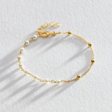 Revere 9ct gold plated silver synthetic pearls bracelet 20cm (British brand)