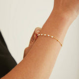 Revere 9ct gold plated silver synthetic pearls bracelet 20cm (British brand)