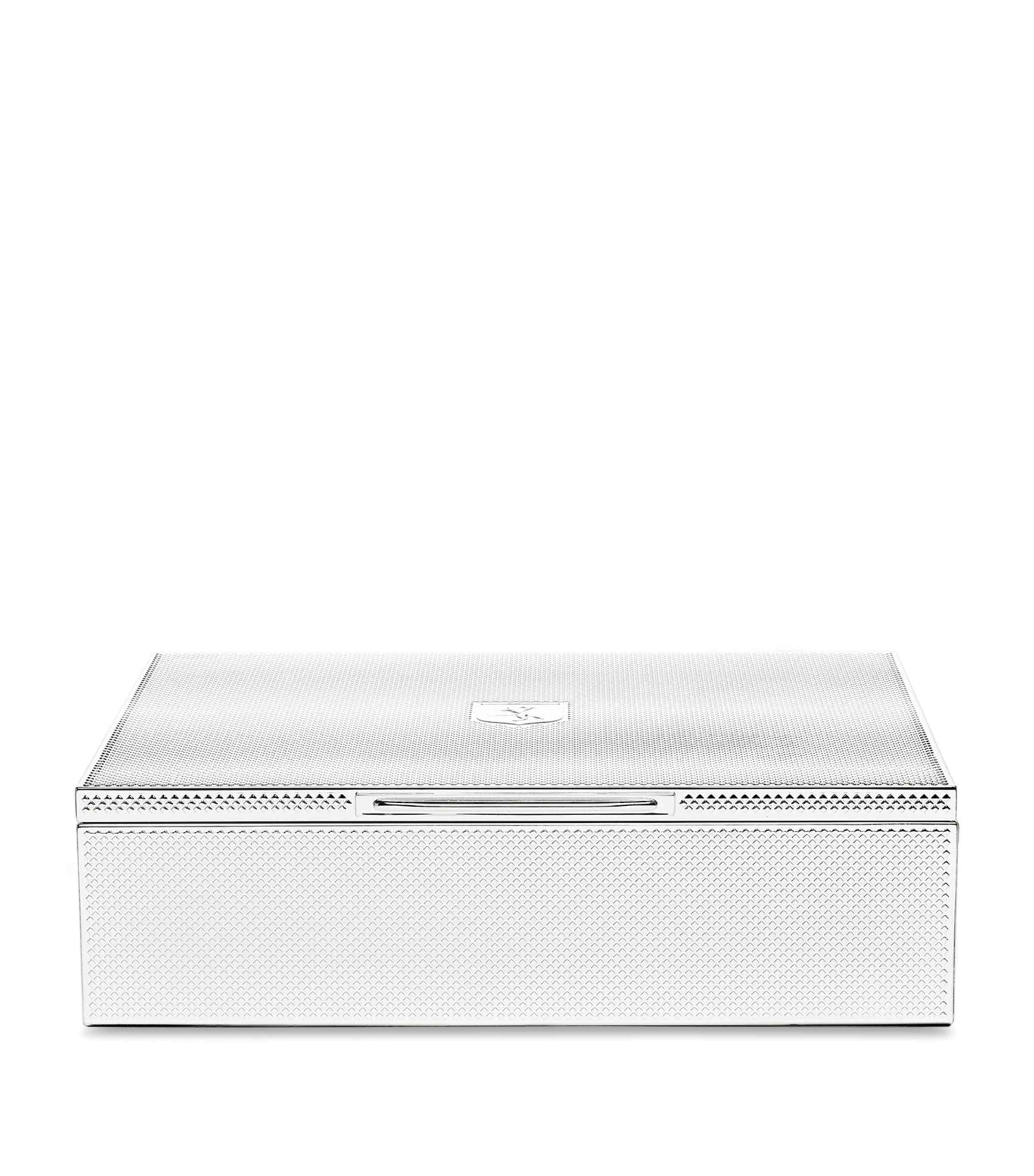 WOLF silver-plated iron jewellery box with detachable compartments and purple lining 7x25x20cm (British brand)