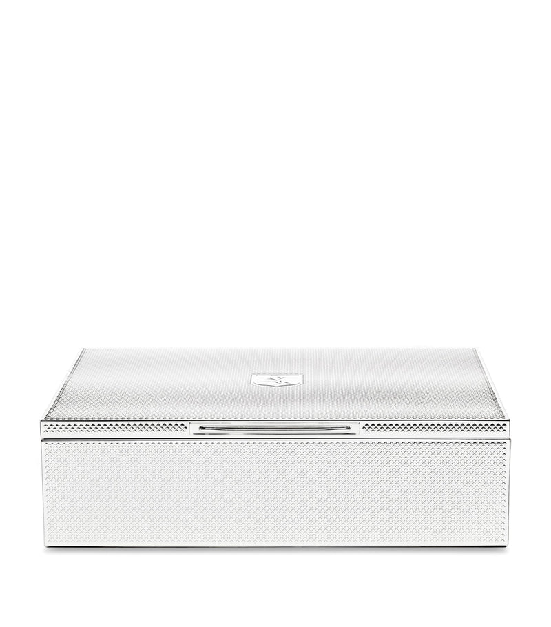 WOLF silver-plated iron jewellery box with detachable compartments and purple lining 7x25x20cm (British brand)