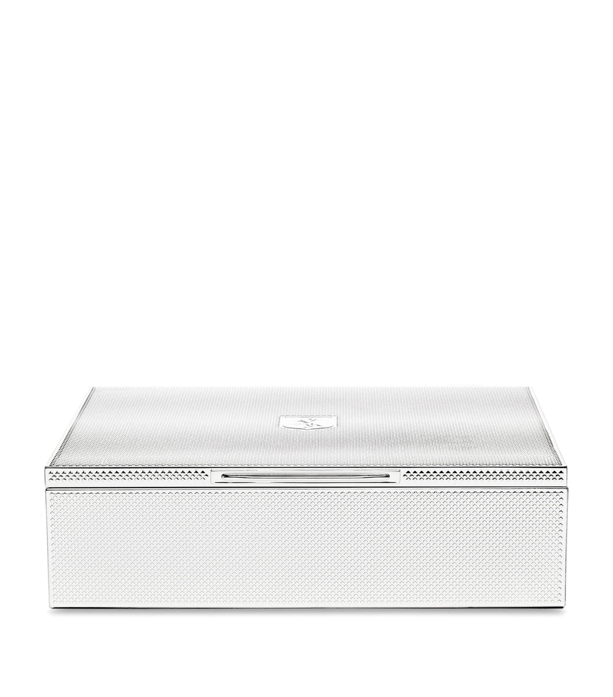 WOLF silver-plated iron jewellery box with detachable compartments and purple lining 7x25x20cm (British brand)
