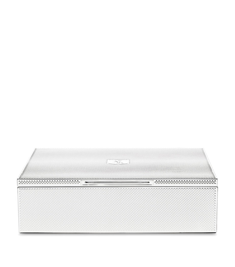 WOLF silver-plated iron jewellery box with detachable compartments and purple lining 7x25x20cm (British brand)
