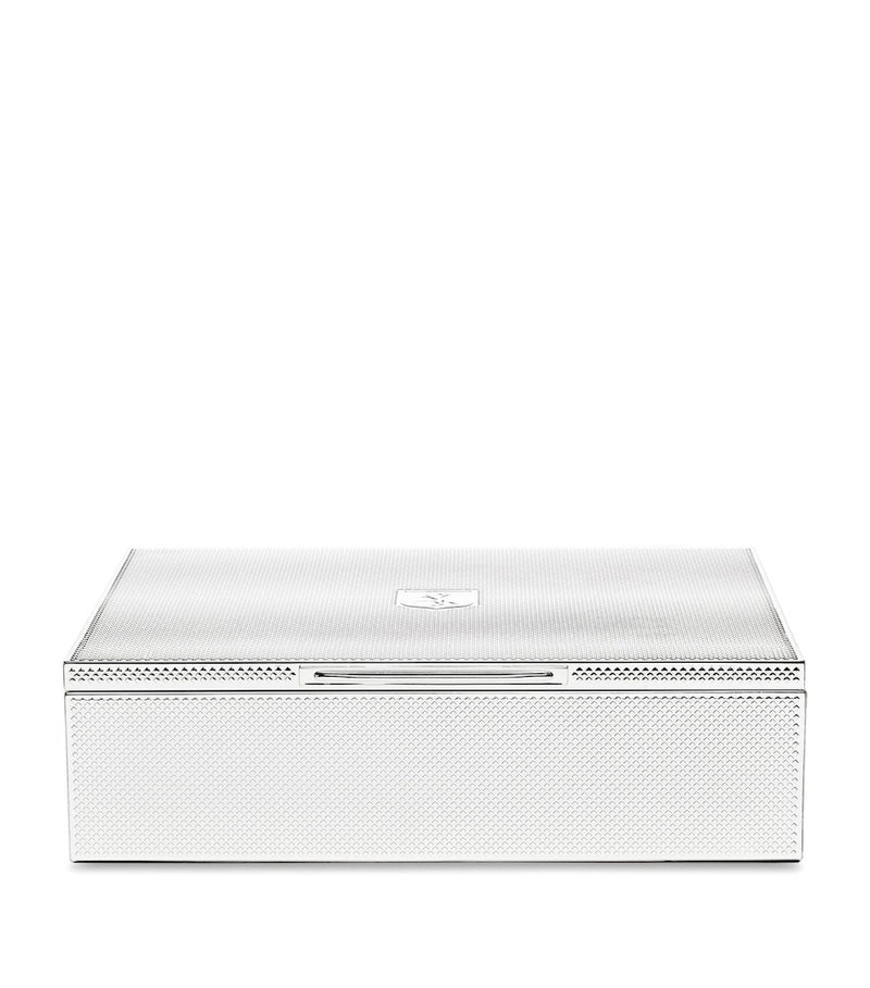 WOLF silver-plated iron jewellery box with detachable compartments and purple lining 7x25x20cm (British brand)