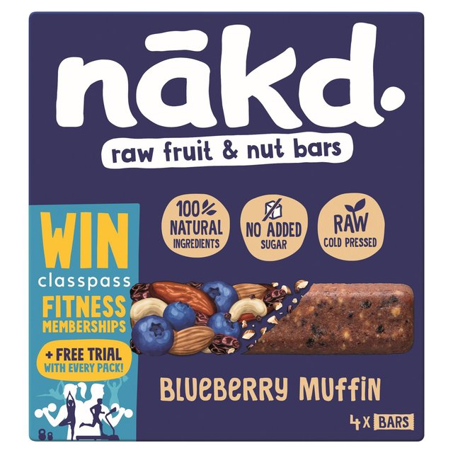 nakd. Blueberry Muffin Fruit & Nut Bars Multipack   4 x 35g